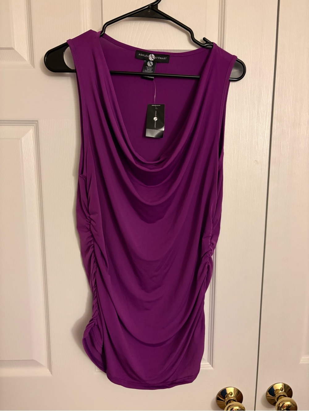 Ashley Stewart Purple Cowl Neck Tank with Side Ruching -New- (14w/16w)